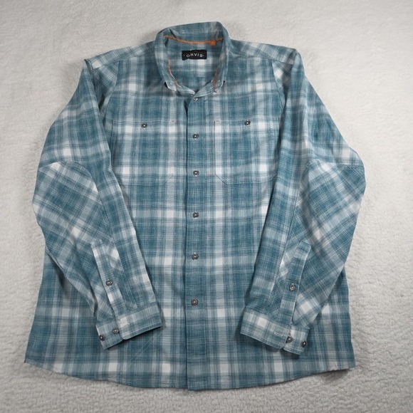Orvis Other - Orvis Men's Shirt Size Large‎ Blue Plaid Long Sleeve Button Front Chest Pocket